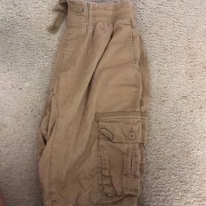 Men’s jogger shorts. Light brow-ish. Size L